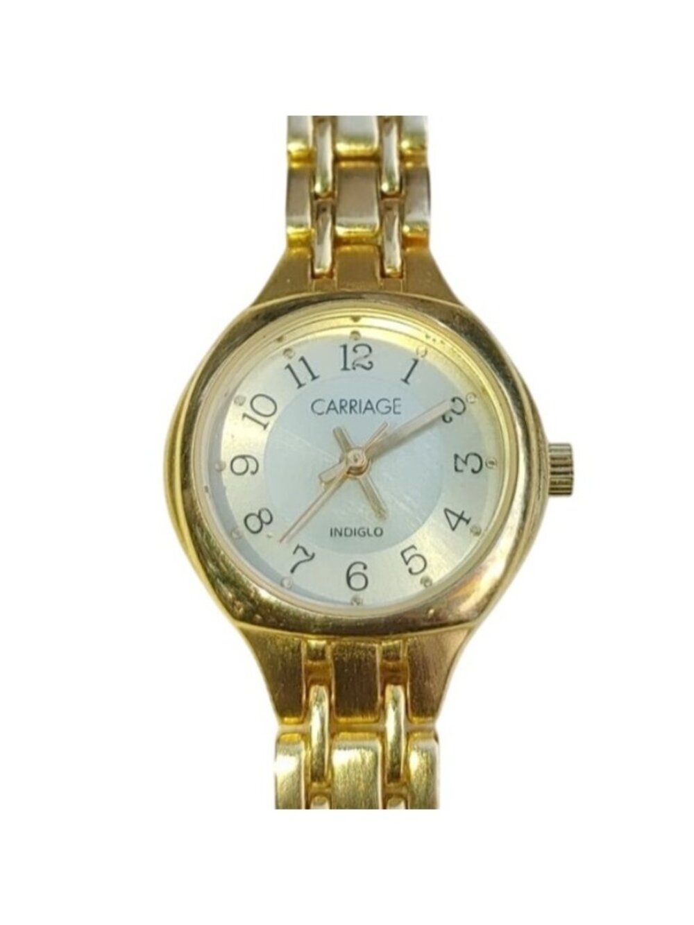 Timex Bracelet Watch Indiglo Vintage Carriage Quartz Gold Tone Links Adjustable